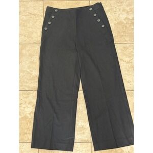Talbots Heavyweight Black Sailor Trousers Pant Size 10 Womens Black/ Gold Button